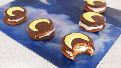 Multiple decorated moon pies
